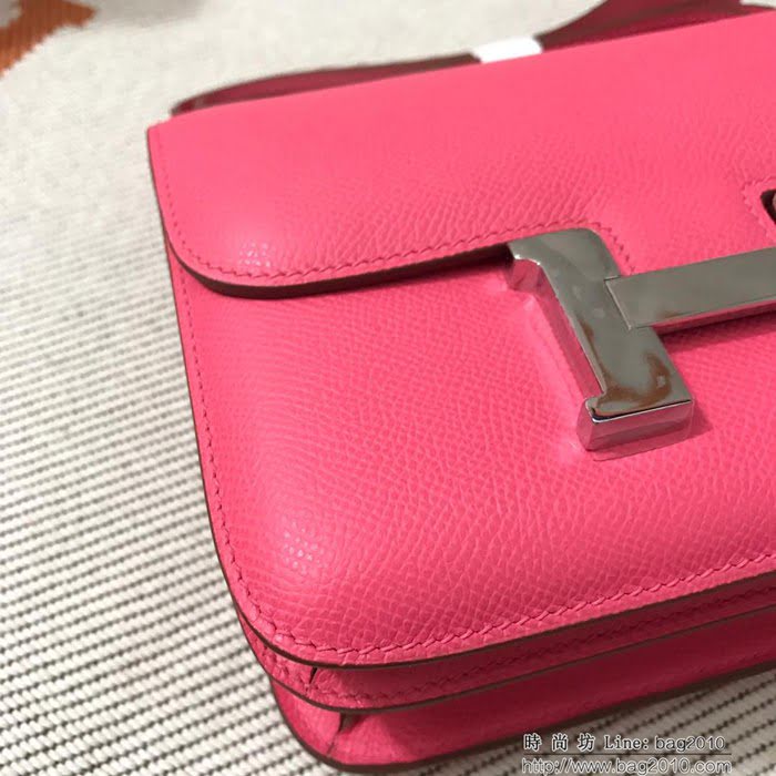 HERMES愛馬仕 H空姐包 進口原廠EP皮 頂級蜜蠟製作 街拍必備單品 唇膏粉金銀 單肩斜挎包  Ama1554